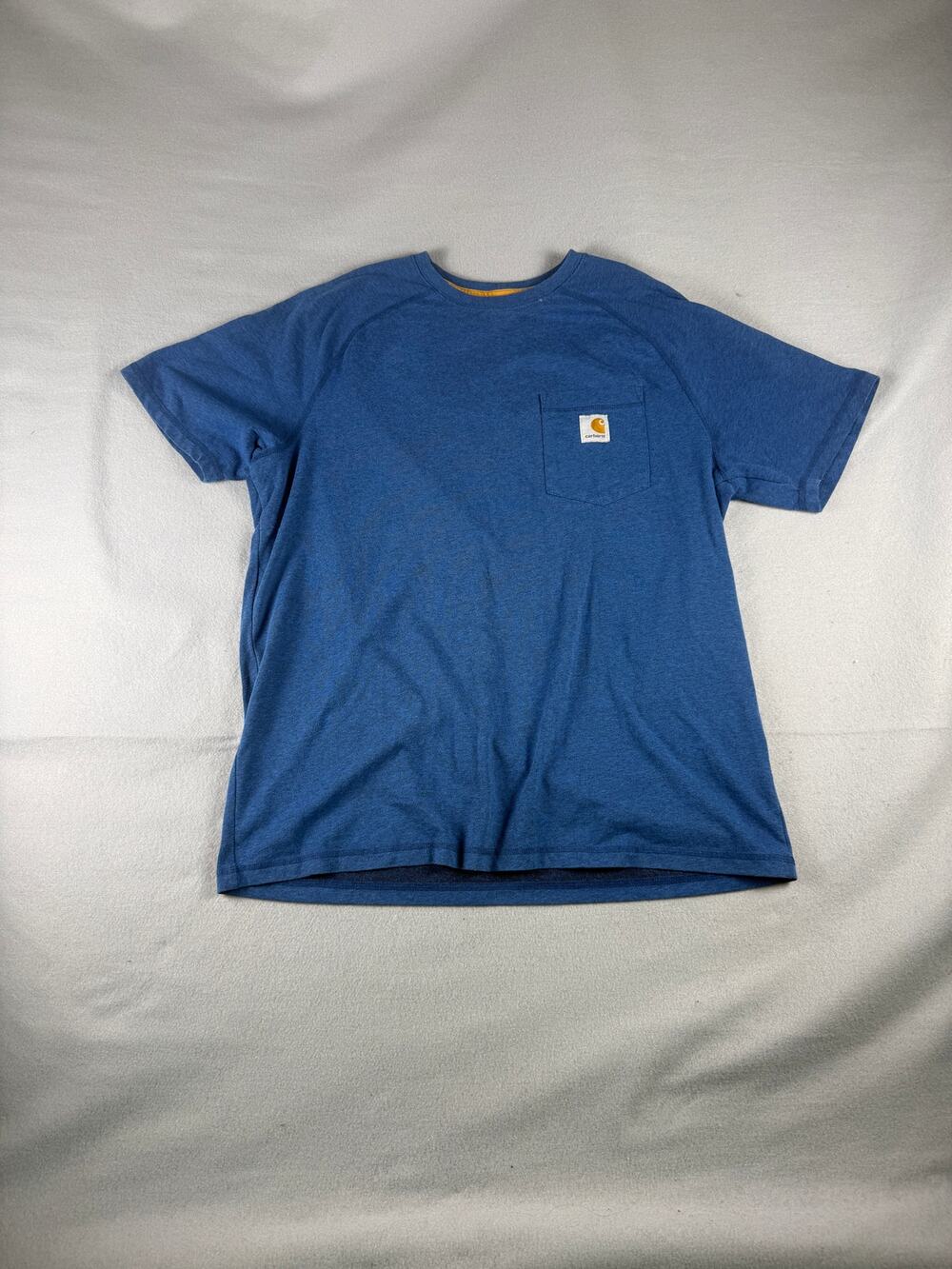 Carhartt Pocket T-Shirt Mens L Heathered Blue Crew Neck Relaxed Fit Workwear Tee